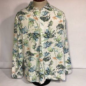 Hawaiian Aloha long sleeve button down shirt palm tree by Paradise mens size XXL